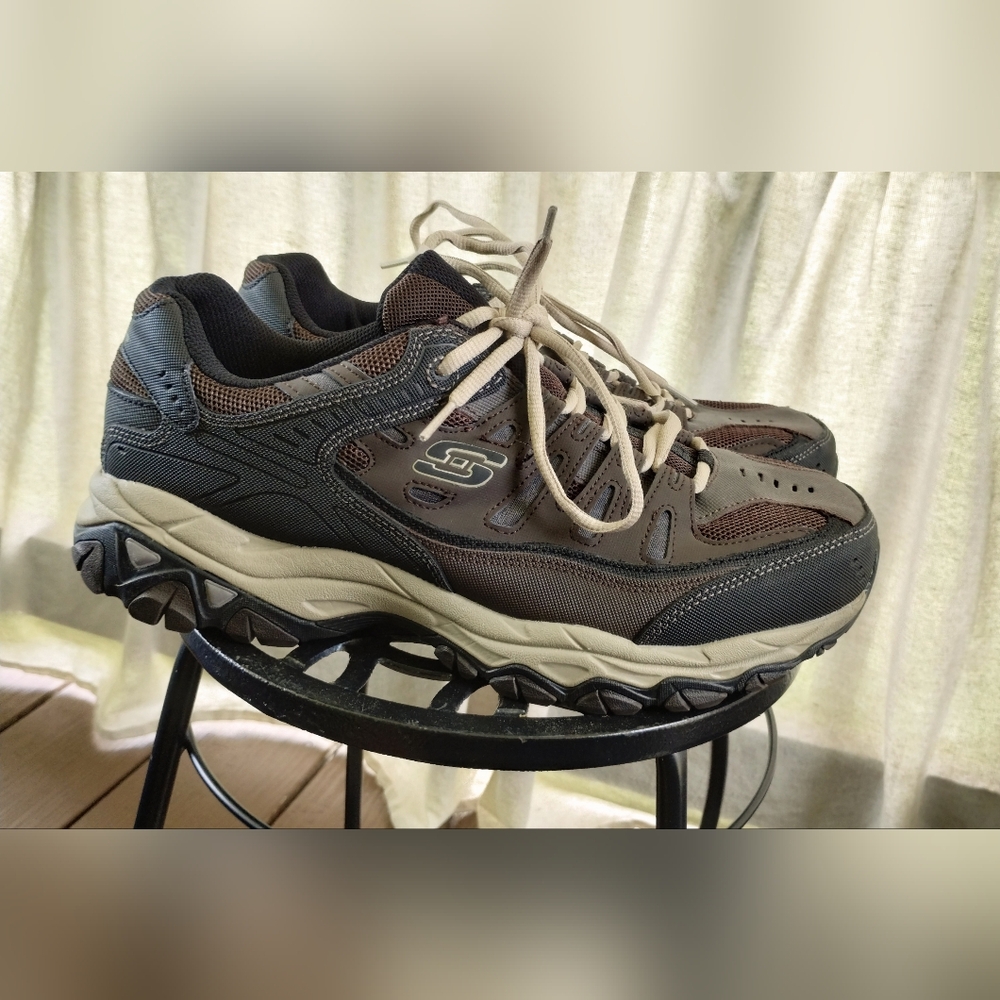 Skechers Afterburn Men's Black and Brown Memory foam Athletic Sneakers